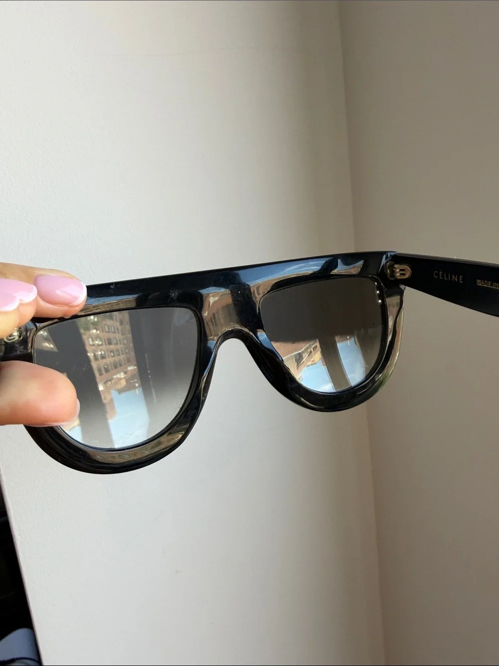 Céline Black Oversized Shield Sunglasses